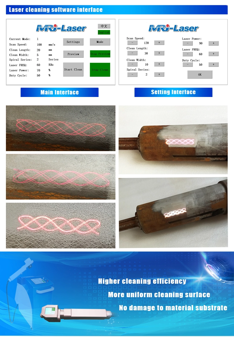 MRJ-Laser 500W cleanlaser أداة مماثلة التنظيف بالليزر إزالة الصدأ